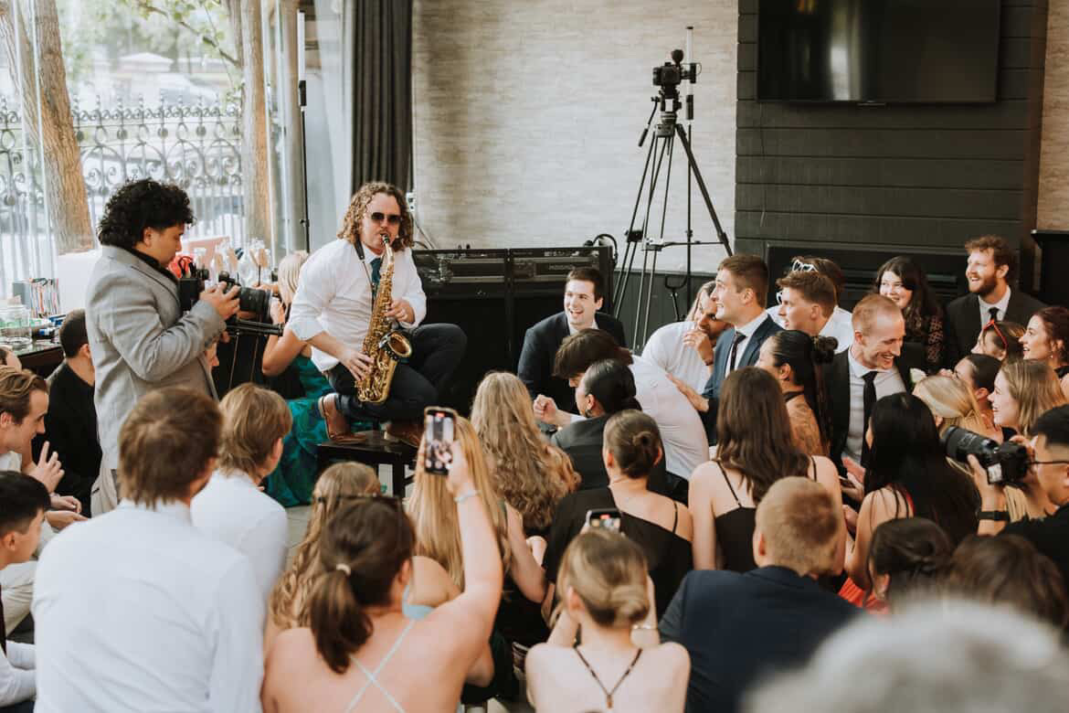 Ian performing at a wedding