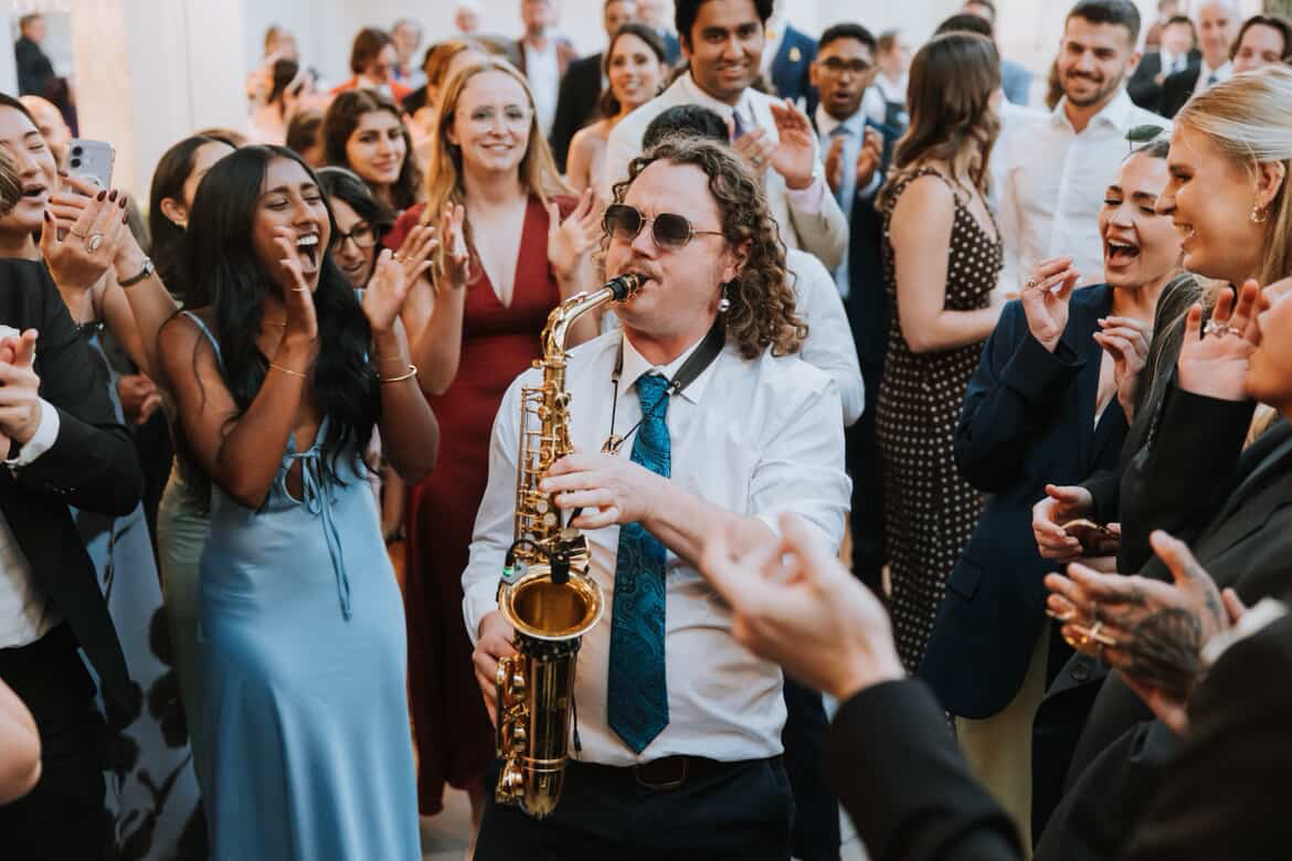 Ian performing at a wedding